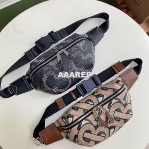 Replica Burberry Monogram Print E-canvas Sonny Bum Bag 80331541 Dark b