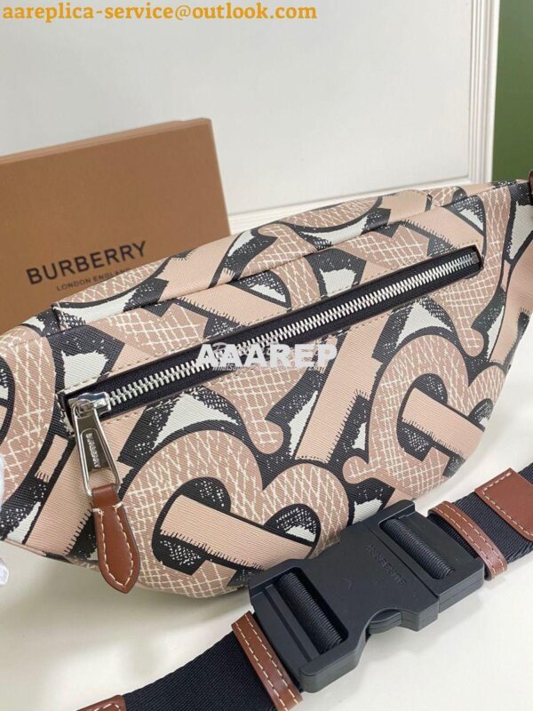 Replica Burberry Monogram Print E-canvas Sonny Bum Bag 80331541 Dark b 7