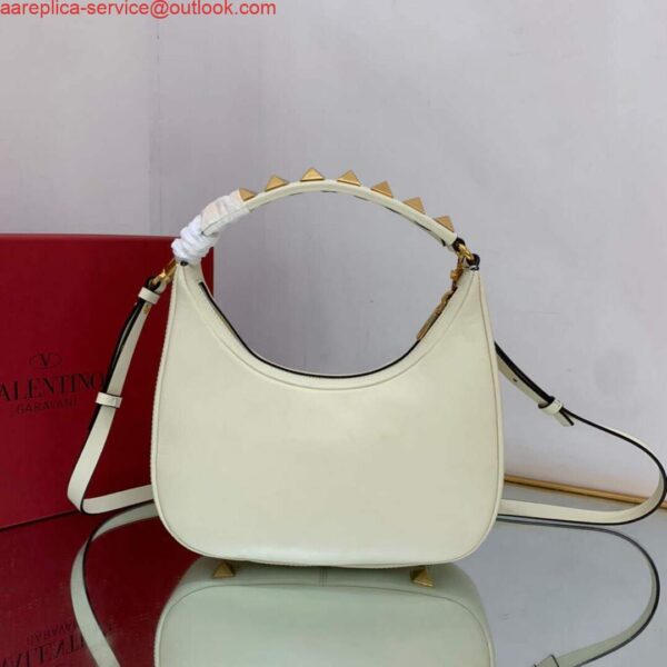 Replica Valentino WB0K69EIM Stud Sign Calfskin Hobo Bag Light Ivory 3