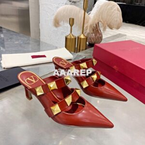 Replica Valentino Roman Stud Mule In Calfskin 65mm VW2S0BK9 Red