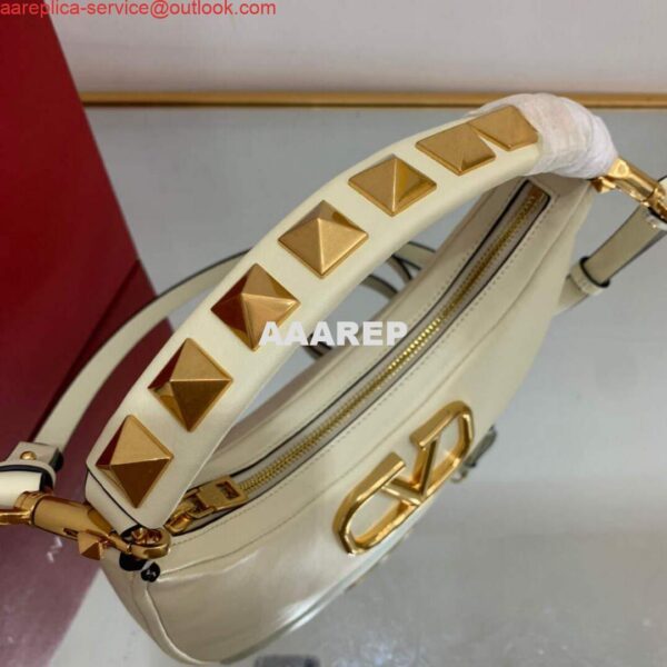 Replica Valentino WB0K69EIM Stud Sign Calfskin Hobo Bag Light Ivory 6