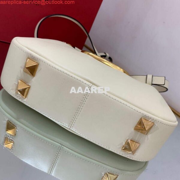 Replica Valentino WB0K69EIM Stud Sign Calfskin Hobo Bag Light Ivory 10