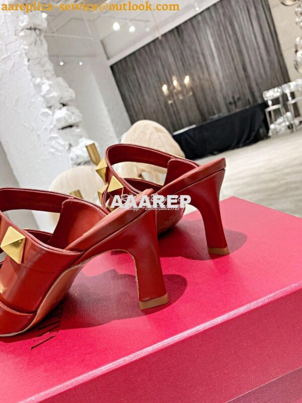 Replica Valentino Roman Stud Mule In Calfskin 65mm VW2S0BK9 Red 9