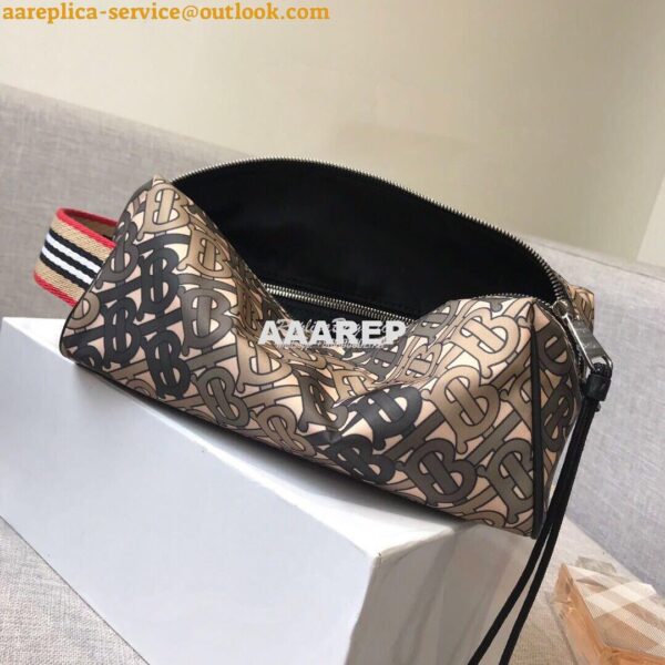 Replica Burberry Monogram Print Nylon Pouch 80107641 Khaki 5