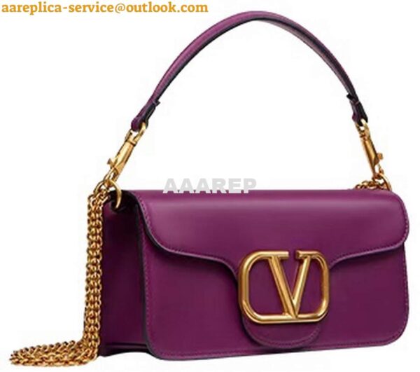 Replica Valentino XW0B0K30 Locò Calfskin Shoulder Bag Purple 7