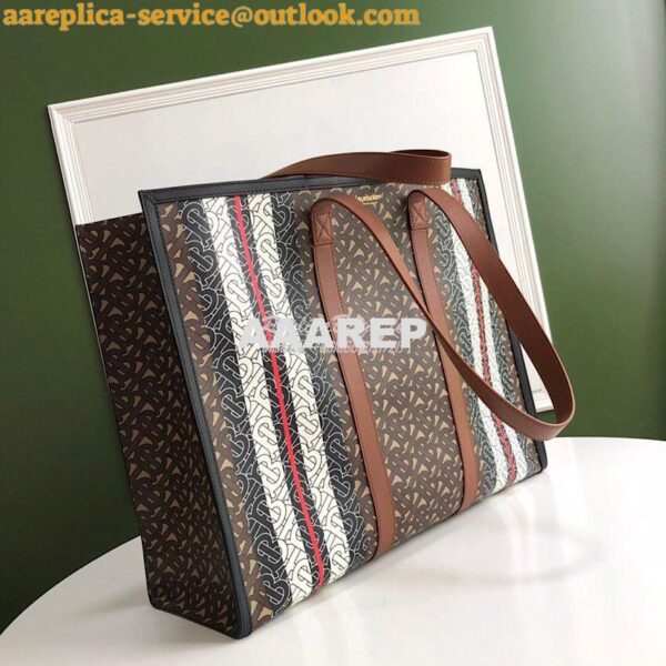 Replica Burberry Monogram Stripe E-canvas Tote Bag 80183611 Bridle Bro 4