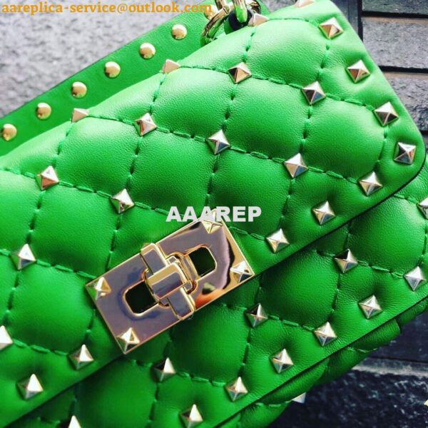 Replica Valentino XW2B0123 Small Rockstud Spike Nappa Leather Bag Green 4