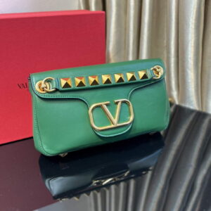 Replica Valentino XW2B0K26 Stud Sign Nappa Shoulder Bag Green