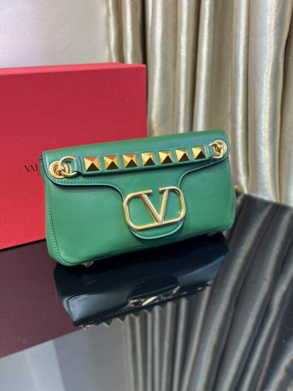 Replica Valentino XW2B0K26 Stud Sign Nappa Shoulder Bag Green 3