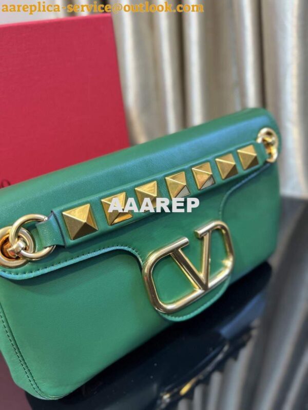 Replica Valentino XW2B0K26 Stud Sign Nappa Shoulder Bag Green 4