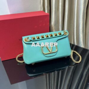 Replica Valentino XW2B0K26 Stud Sign Nappa Shoulder Bag Lake Blue 2