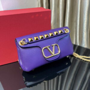 Replica Valentino XW2B0K26 Stud Sign Nappa Shoulder Bag Purple