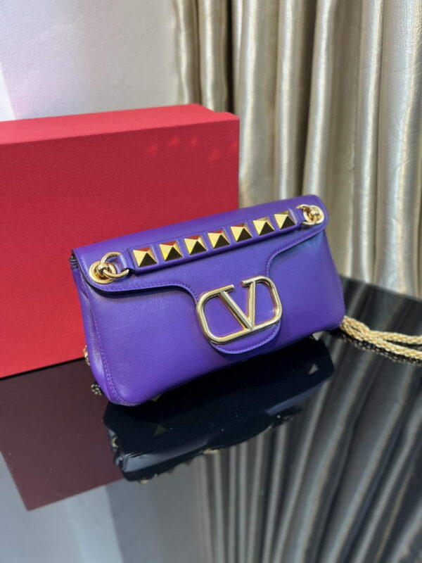 Replica Valentino XW2B0K26 Stud Sign Nappa Shoulder Bag Purple 3