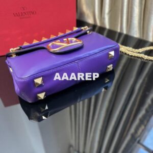 Replica Valentino XW2B0K26 Stud Sign Nappa Shoulder Bag Purple 2