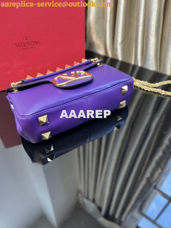 Replica Valentino XW2B0K26 Stud Sign Nappa Shoulder Bag Purple 4