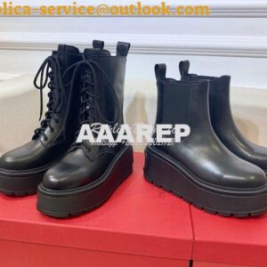 Replica Valentino Uniqueform VLOGO Leather Platform Combat Boots 80mm