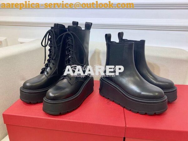 Replica Valentino Uniqueform VLOGO Leather Platform Combat Boots 80mm 3