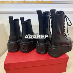 Replica Valentino Uniqueform VLOGO Leather Platform Combat Boots 80mm 2