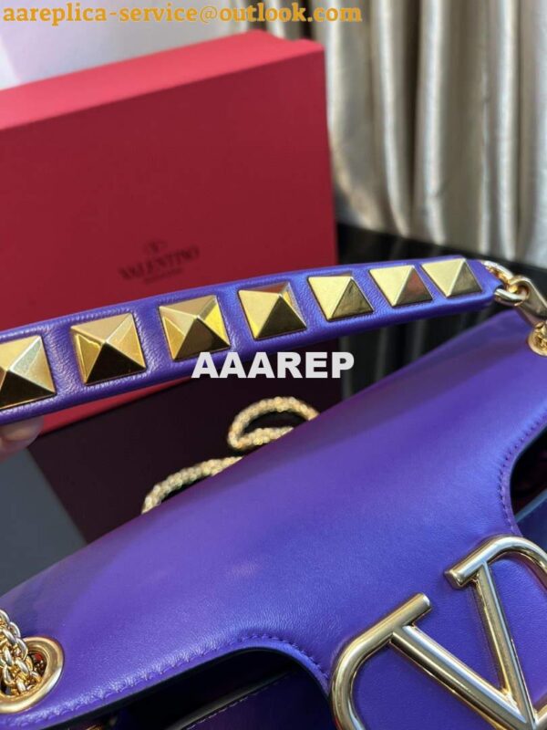 Replica Valentino XW2B0K26 Stud Sign Nappa Shoulder Bag Purple 7