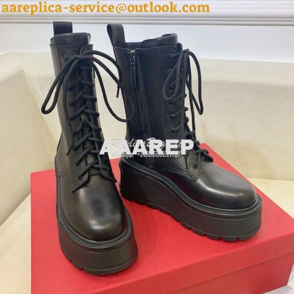 Replica Valentino Uniqueform VLOGO Leather Platform Combat Boots 80mm 7