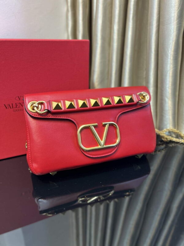 Replica Valentino XW2B0K26 Stud Sign Nappa Shoulder Bag Red 3