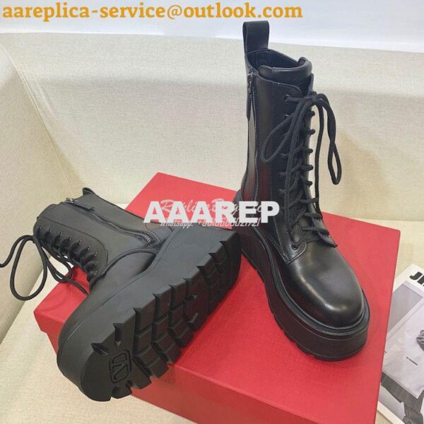 Replica Valentino Uniqueform VLOGO Leather Platform Combat Boots 80mm 14