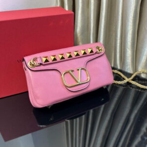 Replica Valentino XW2B0K26 Stud Sign Nappa Shoulder Bag Rose Red