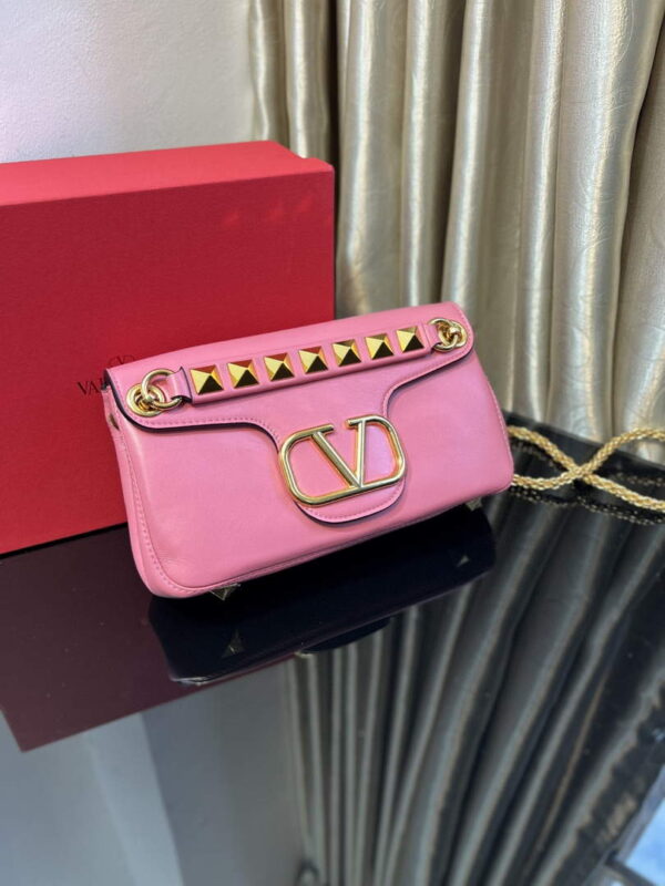 Replica Valentino XW2B0K26 Stud Sign Nappa Shoulder Bag Rose Red