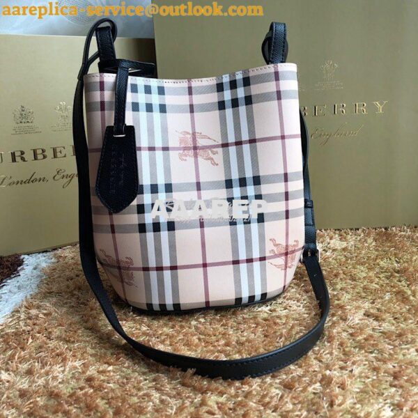 Replica Burberry Haymarket Check Crossbody Bucket Bag 40571581 Black 3