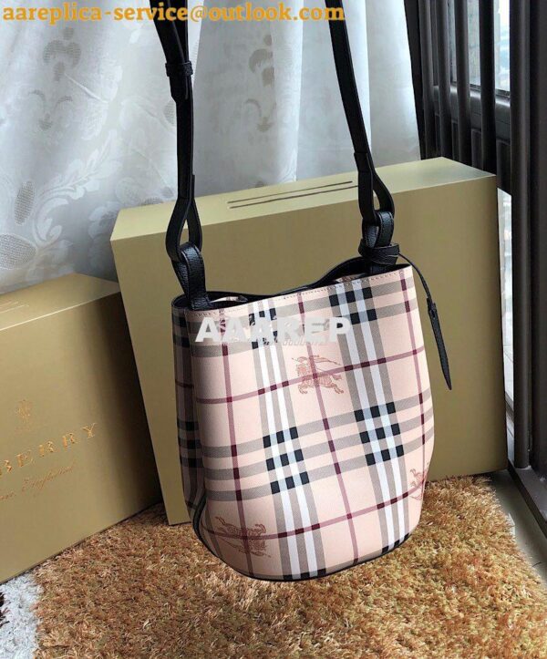 Replica Burberry Haymarket Check Crossbody Bucket Bag 40571581 Black 4