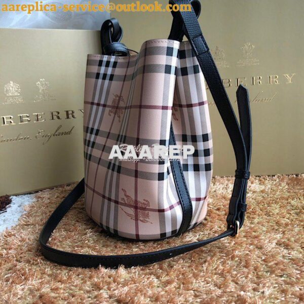 Replica Burberry Haymarket Check Crossbody Bucket Bag 40571581 Black 6