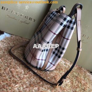 Replica Burberry Haymarket Check Crossbody Bucket Bag 40571581 Brown 2