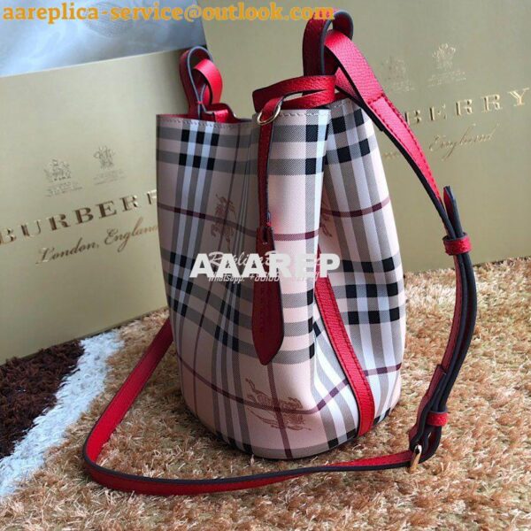 Replica Burberry Haymarket Check Crossbody Bucket Bag 40571581 Red 3