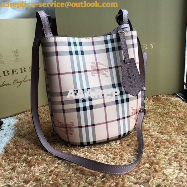 Replica Burberry Haymarket Check Crossbody Bucket Bag 40571581 Rose Po 3