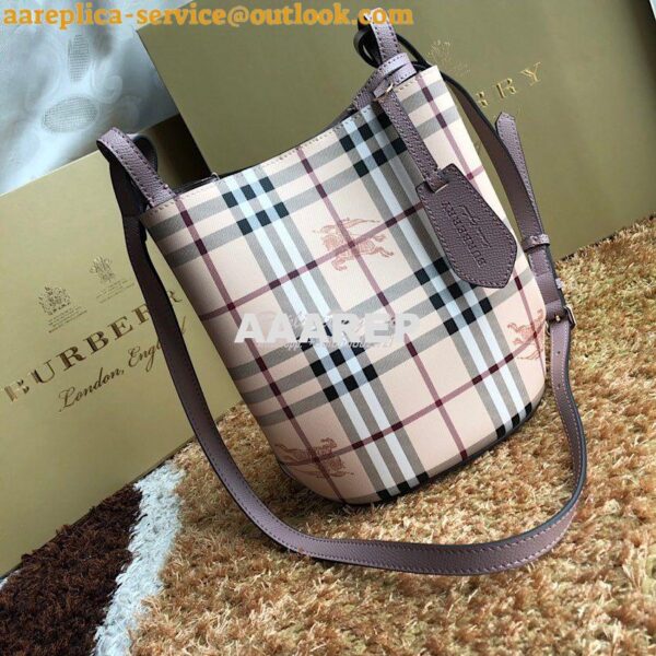 Replica Burberry Haymarket Check Crossbody Bucket Bag 40571581 Rose Po 4