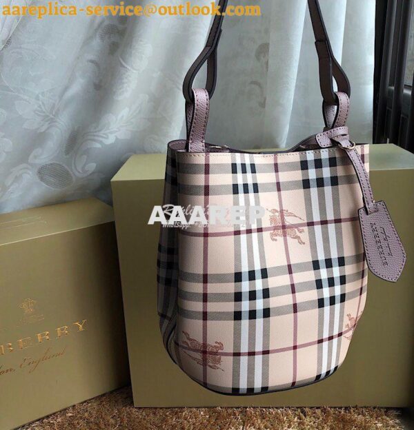 Replica Burberry Haymarket Check Crossbody Bucket Bag 40571581 Rose Po 6
