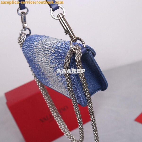 Replica Valentino Small Loco Shoulder Bag With Rhinestones 3W2B0K Blue 6