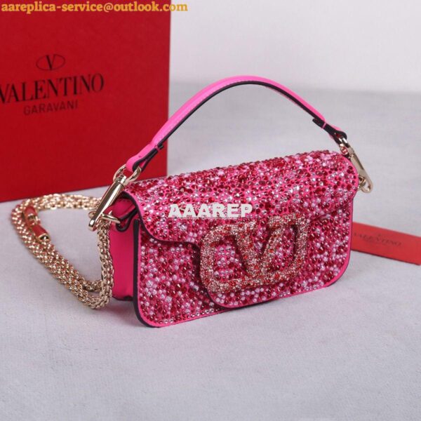 Replica Valentino Small Loco Shoulder Bag With Rhinestones 3W2B0K Fuch 3