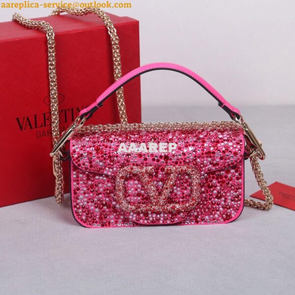 Replica Valentino Small Loco Shoulder Bag With Rhinestones 3W2B0K Fuch 4