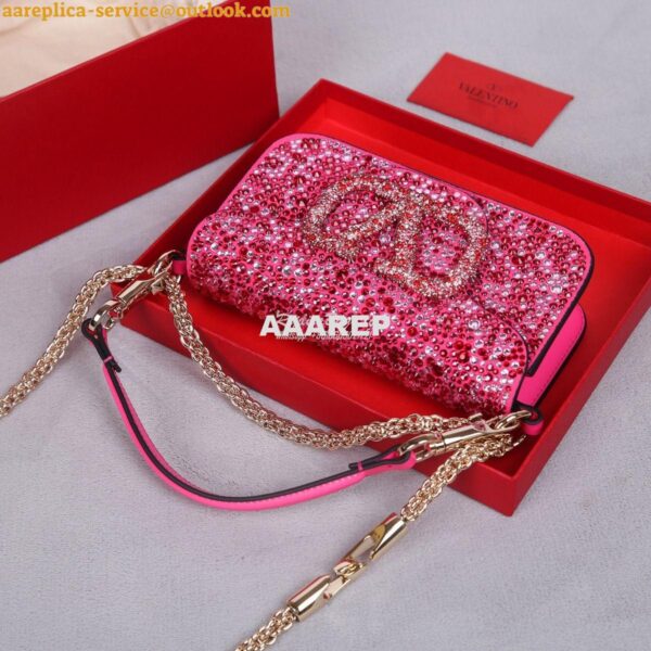 Replica Valentino Small Loco Shoulder Bag With Rhinestones 3W2B0K Fuch 5