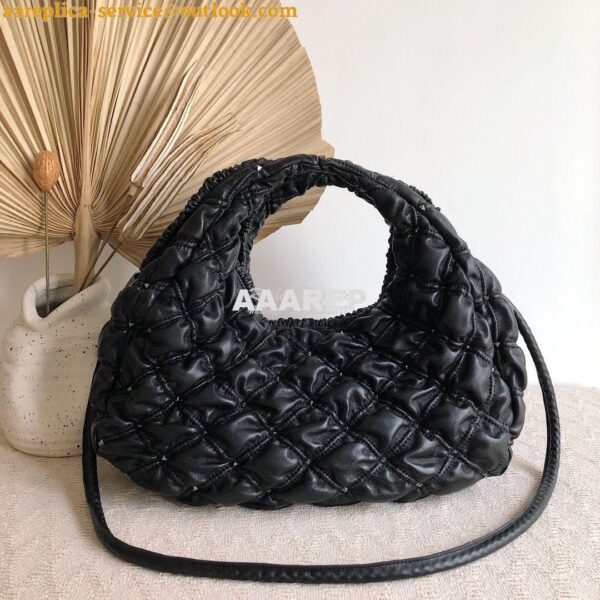 Replica Valentino Small Nappa Spikeme Hobo Bag VW2B0H82 Black 3