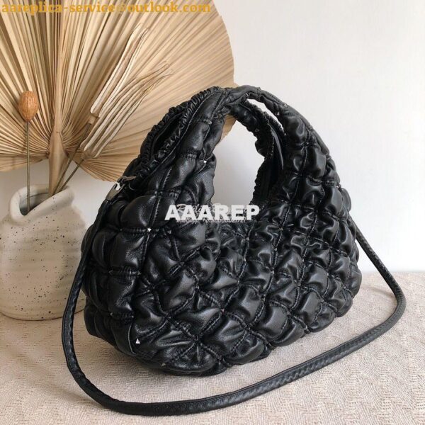 Replica Valentino Small Nappa Spikeme Hobo Bag VW2B0H82 Black 5