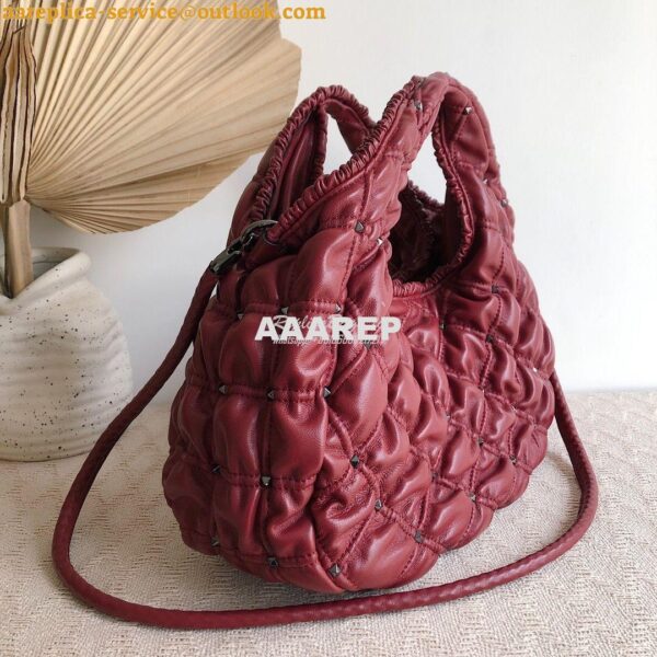 Replica Valentino Small Nappa Spikeme Hobo Bag VW2B0H82 Claret Red 5