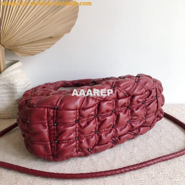 Replica Valentino Small Nappa Spikeme Hobo Bag VW2B0H82 Claret Red 6