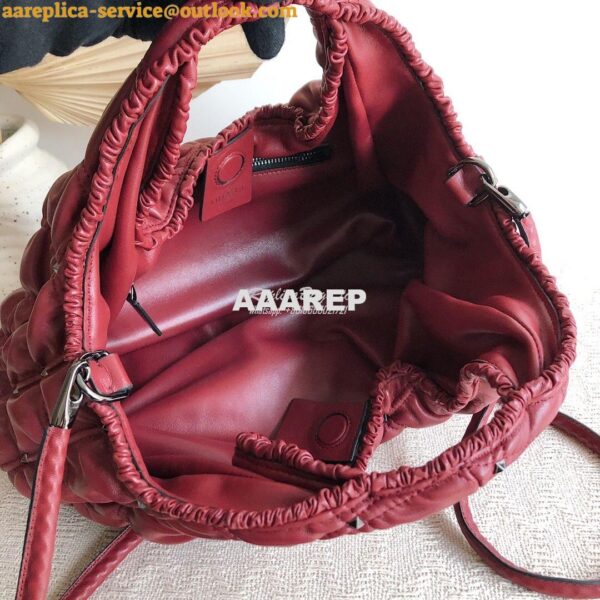 Replica Valentino Small Nappa Spikeme Hobo Bag VW2B0H82 Claret Red 9