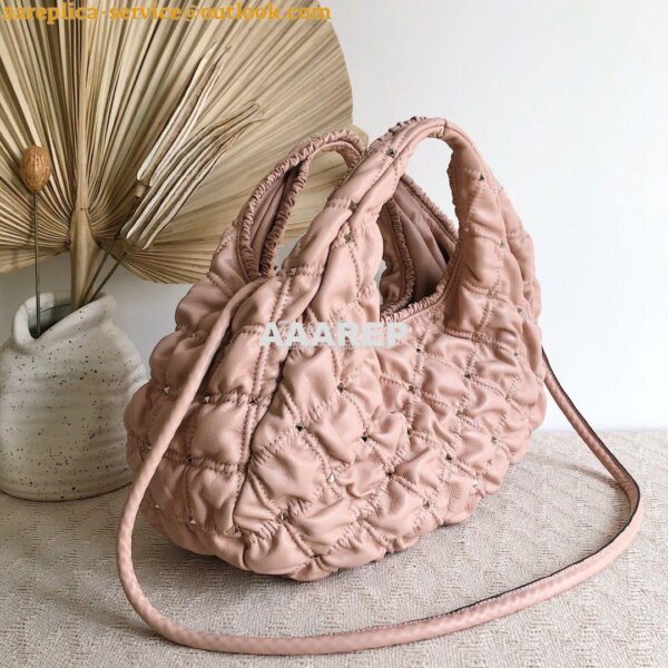 Replica Valentino Small Nappa Spikeme Hobo Bag VW2B0H82 Pink 5