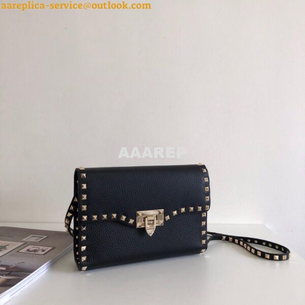 Replica Valentino Small Rockstud Grainy Calfskin Crossbody Bag 0181B B 5