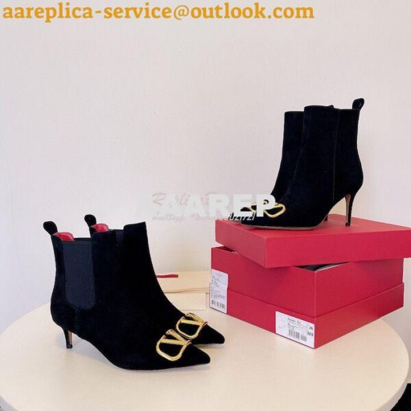 Replica Valentino VLogo 40mm Black Leather Ankle Boots 13