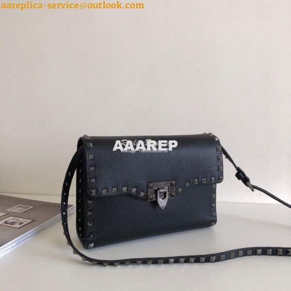 Replica Valentino Small Rockstud Grainy Calfskin Crossbody Bag 0181B B 4