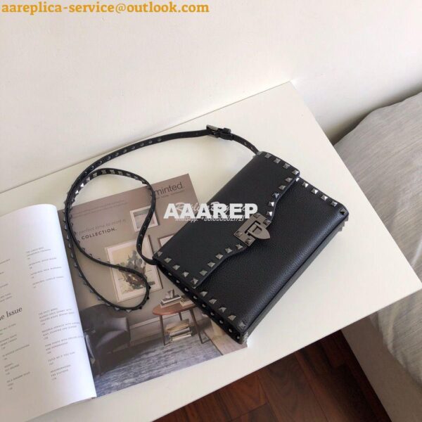 Replica Valentino Small Rockstud Grainy Calfskin Crossbody Bag 0181B B 5